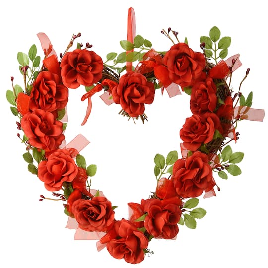 16&#x22; Valentine Heart Rose Wreath